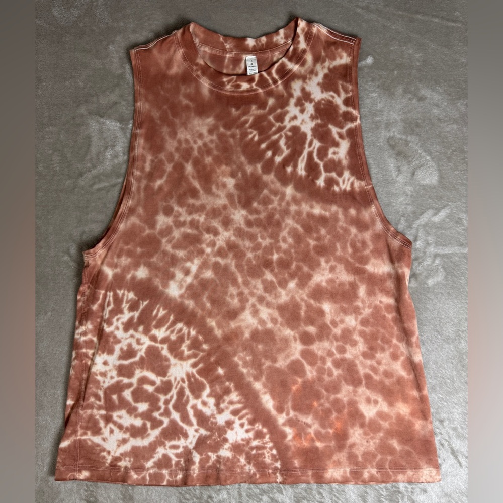 Lululemon All Yours Tank Top Tie Dye Pink Size 6 Marmoleado Copper Pima Cotton - Picture 5 of 12